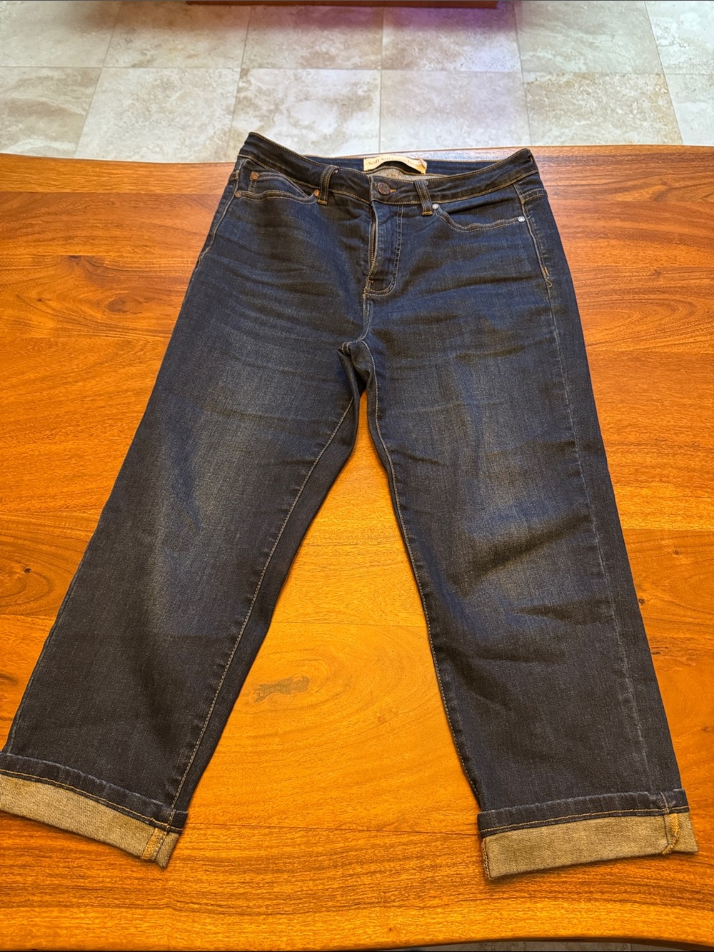 Soft Surroundings Dark Blue Straight Crop Jeans